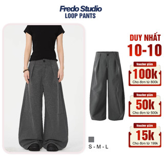 Quần Âu Ống Rộng Nam Nữ Hot Trend Hàn Quốc, Quần Vải Ống Bí Form Thụng Loop Pants  - FQD111