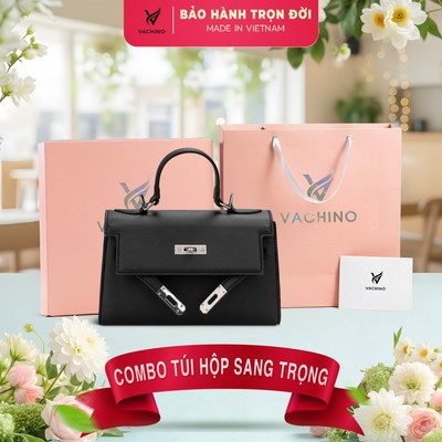 COMBO Hộp quà (Túi xách đeo chéo sang chảnh VACHINO-TX050 + Hộp +Túi Giấy + Túi rút đựng sản phẩm + Thiệp viết lời chúc)