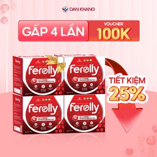 Combo 4 Hộp Ống uống bổ sung sắt Ferolly ngừa thiếu máu, không táo bón, dễ hấp thu - Hộp 40 ống