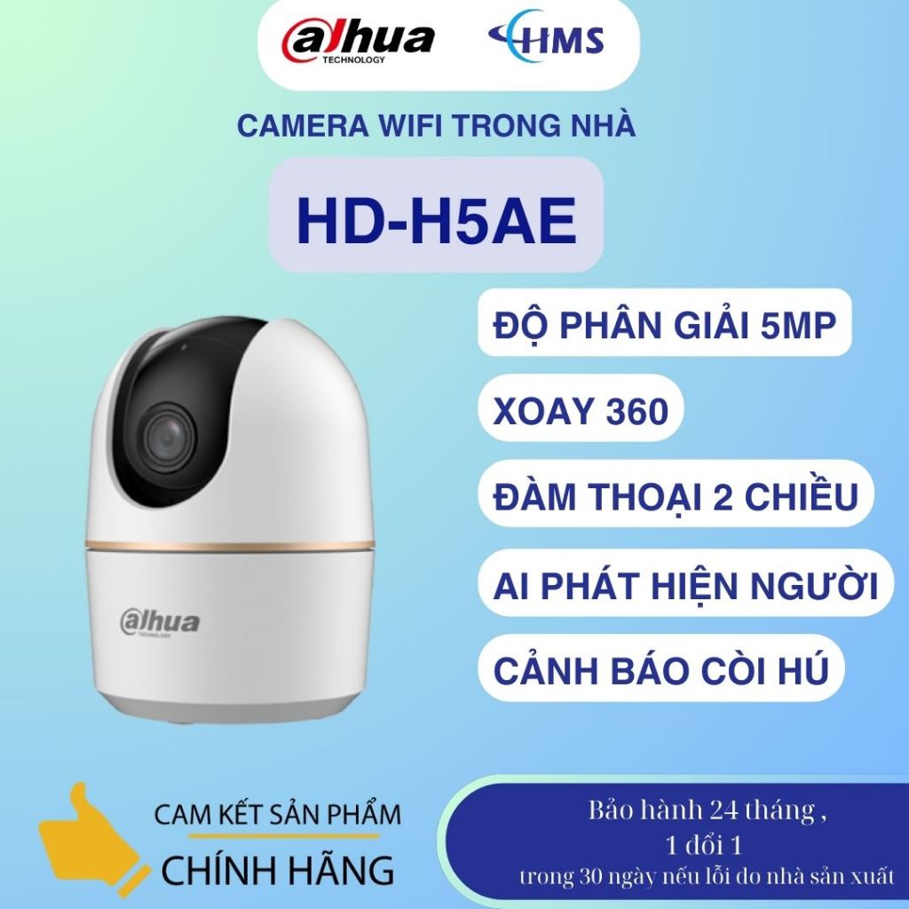 Camera Wifi Trong Nhà Dahua 5MP DH-H5AE Xoay 360, Đàm Thoại
