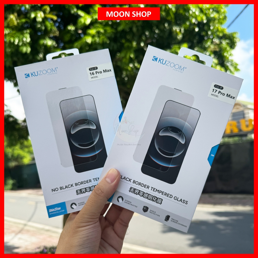 Kính cường lực KUZOOM không viền đen siêu trong suốt bảo vệ màng loa dành cho iphone 13 14 15 16 17 Plus Pro Promax