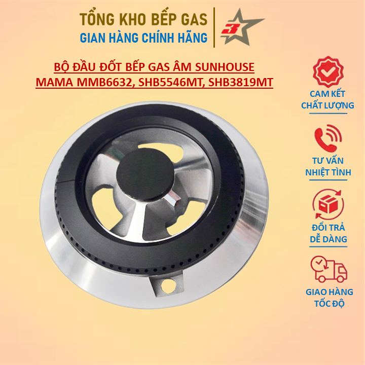 Bộ Đầu Đốt Bếp Gas Sunhouse MAMA MMB6632, SHB5546MT, SHB3819MT... Chính Hãng
