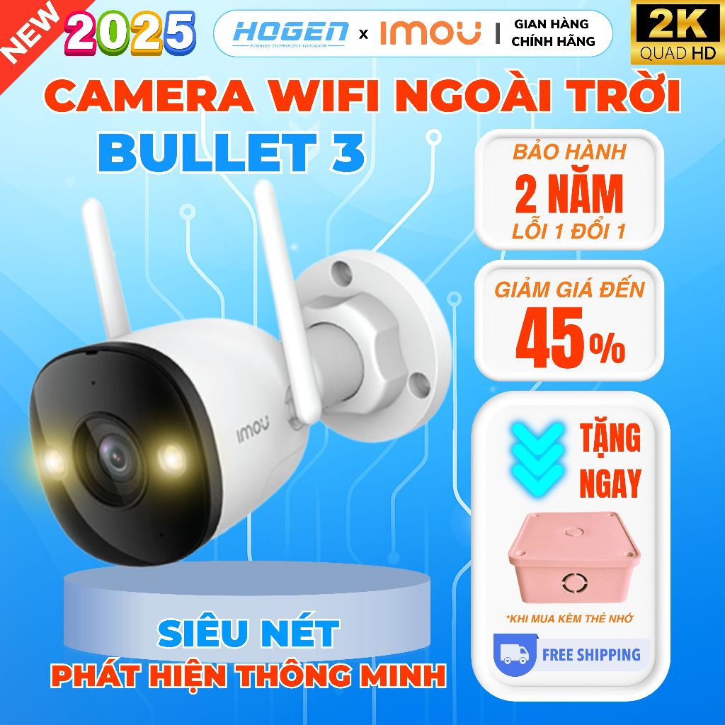 [CHÍNH HÃNG] Camera IMOU Bullet 3 3MP S3EP–Camera Wifi Ngoài Trời Full Color,4 Chế Độ Màu,Còi+Đèn