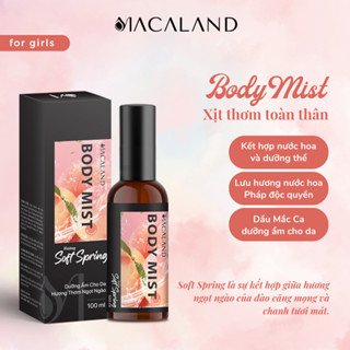  Body Mist xịt thơm body Soft Spring 35ml 100ml MACALAND cho nữ hương đào dưỡng ẩm cho da lưu hương lâu 