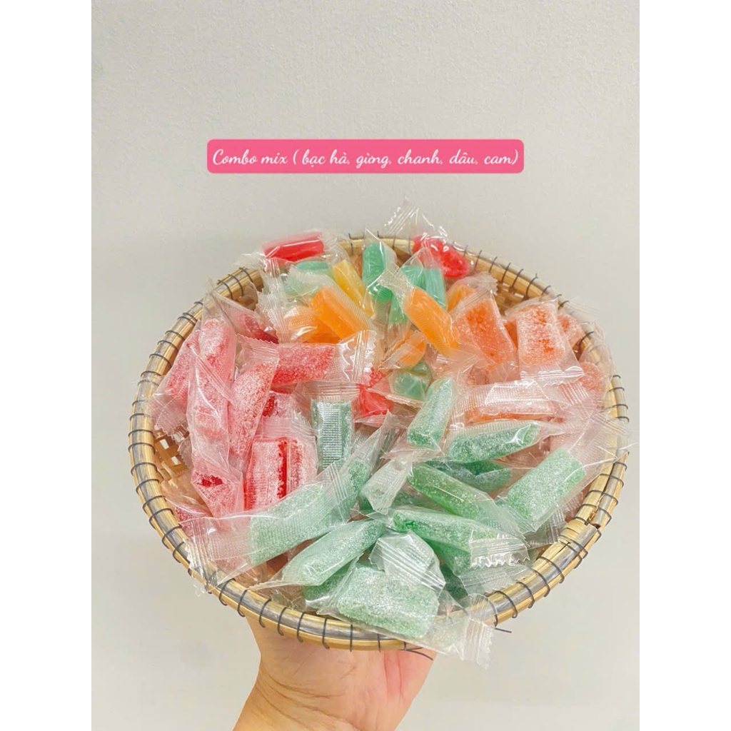 Combo 1kg kẹo tuổi thơ mix 7 vị( bạc hà, gừng, dâu, cam, chanh, sầu, nho) ( khách đọc mô tả)