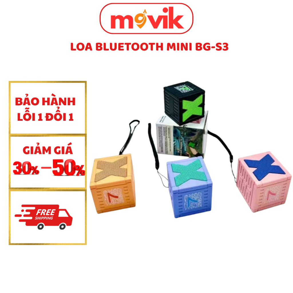 Loa Bluetooth Mini BG-S3, Loa Mini Chữ X, Âm Thanh Cực Chất,Bảo Hành 12 Tháng