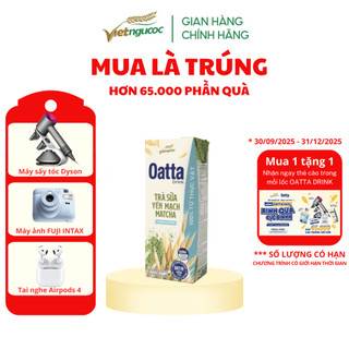   Tặng Thẻ Cào  Lốc 3 Hộp Trà Sữa Yến Mạch Matcha OATTA Drink Không Đường 180ml 