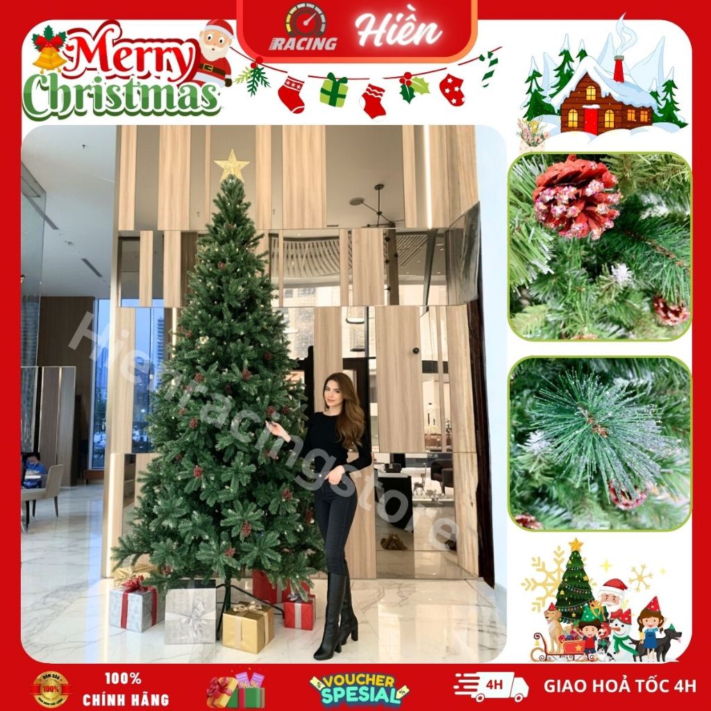 Cây thông noel 3M6, 4M5 3 LOẠI LÁ GẮN TRÁI THÔNG, cây thông noel 3m6 tán lá dày trang trí giáng sinh