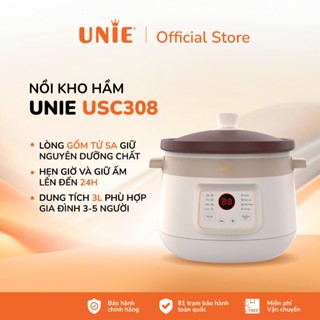 Nồi kho hầm chậm đa năng UNIE USC308, lòng nồi gốm tử sa cao cấp, dung tích 3L, 8 chức năng nấu, bảo hành 12 tháng