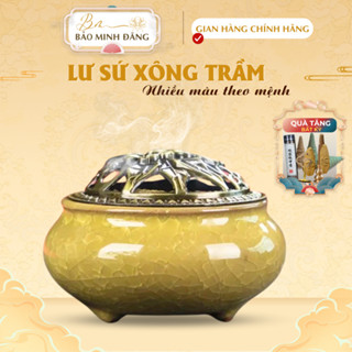 Lư Đốt Trầm, Xông Trầm Hương, Đỉnh Đốt Nhang Bằng Gốm Sứ Cao Cấp, Vân Rạn Tinh Xảo