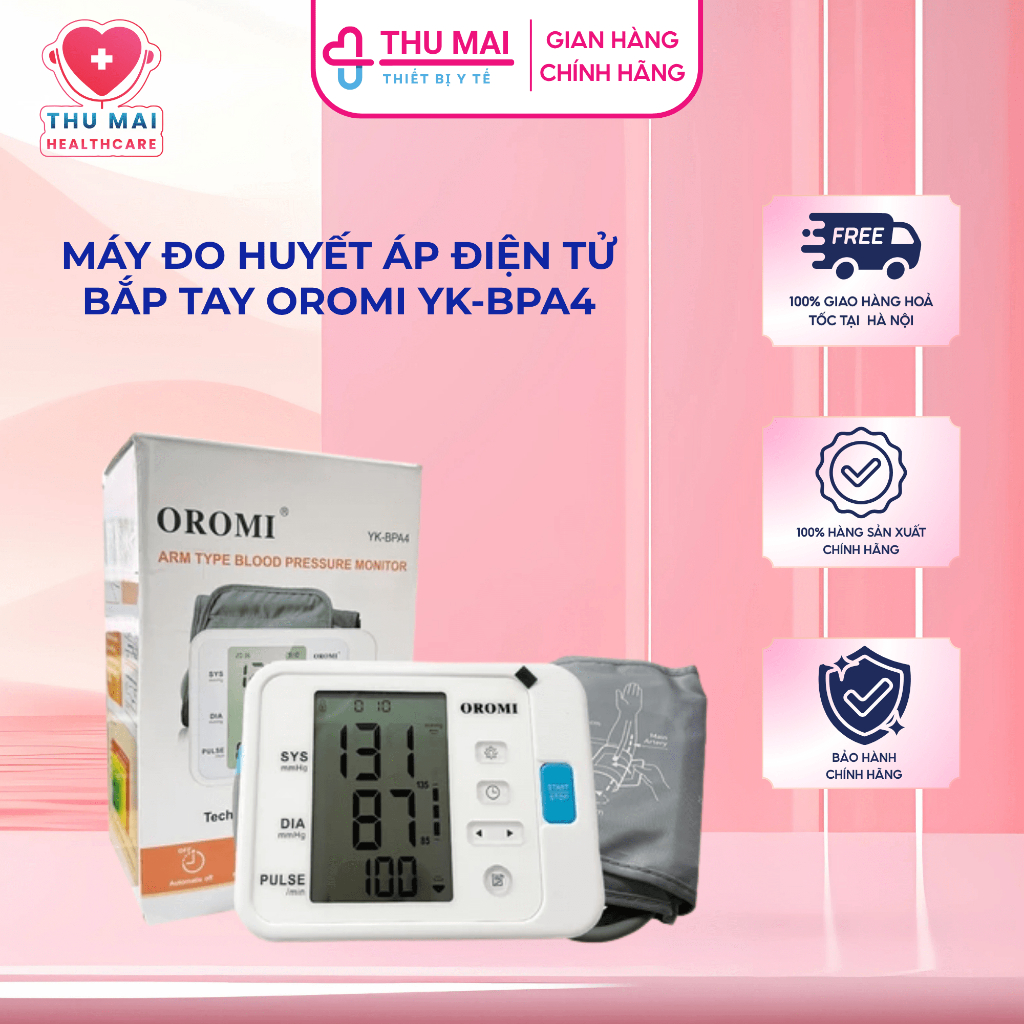 Máy đo huyết áp điện tử bắp tay OROMI YK-BPA4 - Có giọng nói tiếng việt - Bảo hành chính hãng 5 năm