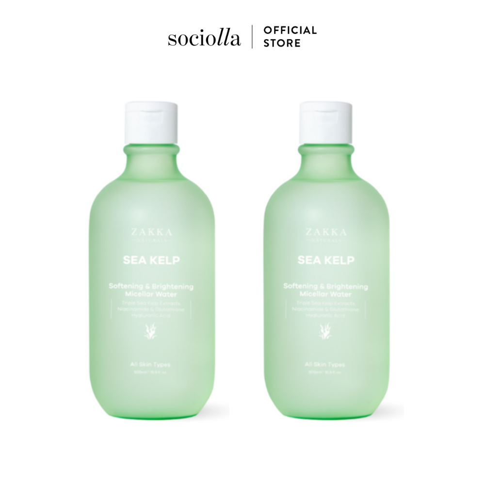 Combo 2 Nước Tẩy Trang Tảo Biển Zakka Naturals Sea Kelp Softening & Brightening Micellar Water