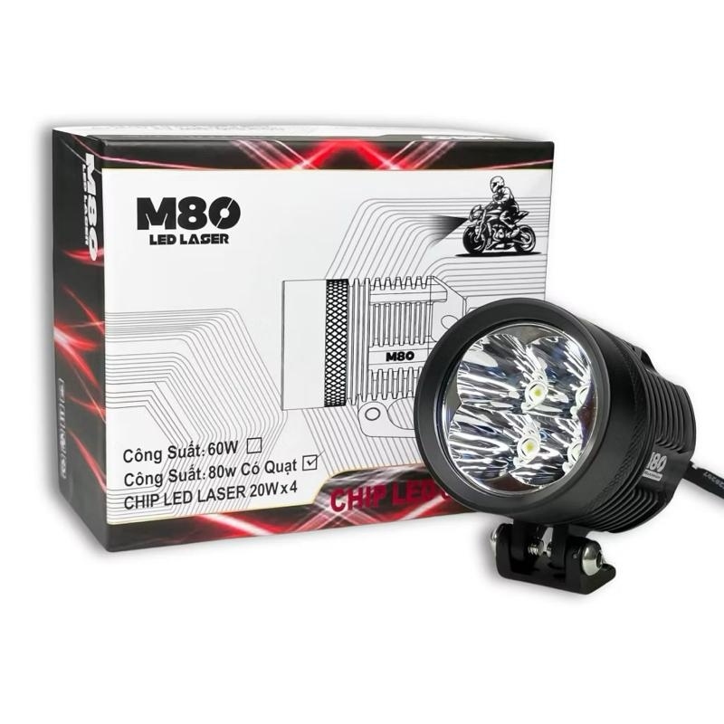 Đèn LED Trợ Sáng M80 (80W) - Sáng Trắng Gom " Trên 200m " kèm mạch pasing