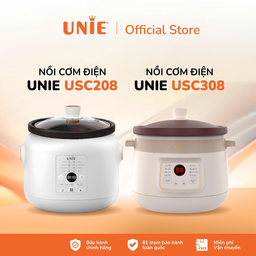 Nồi kho hầm chậm chuyên dụng UNIE , Dung tích 2L, 3L, Đa chức năng kho hầm, Lòng nồi gốm cao cấp, bảo hành 12 tháng