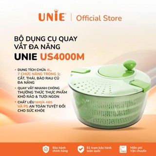 Bộ dụng cụ quay vắt đa năng Unie US4000M, dung tích 4L,Lưỡi dao cao cấp, 7 chức năng trong 1: Cắt, thái, bào rau củ