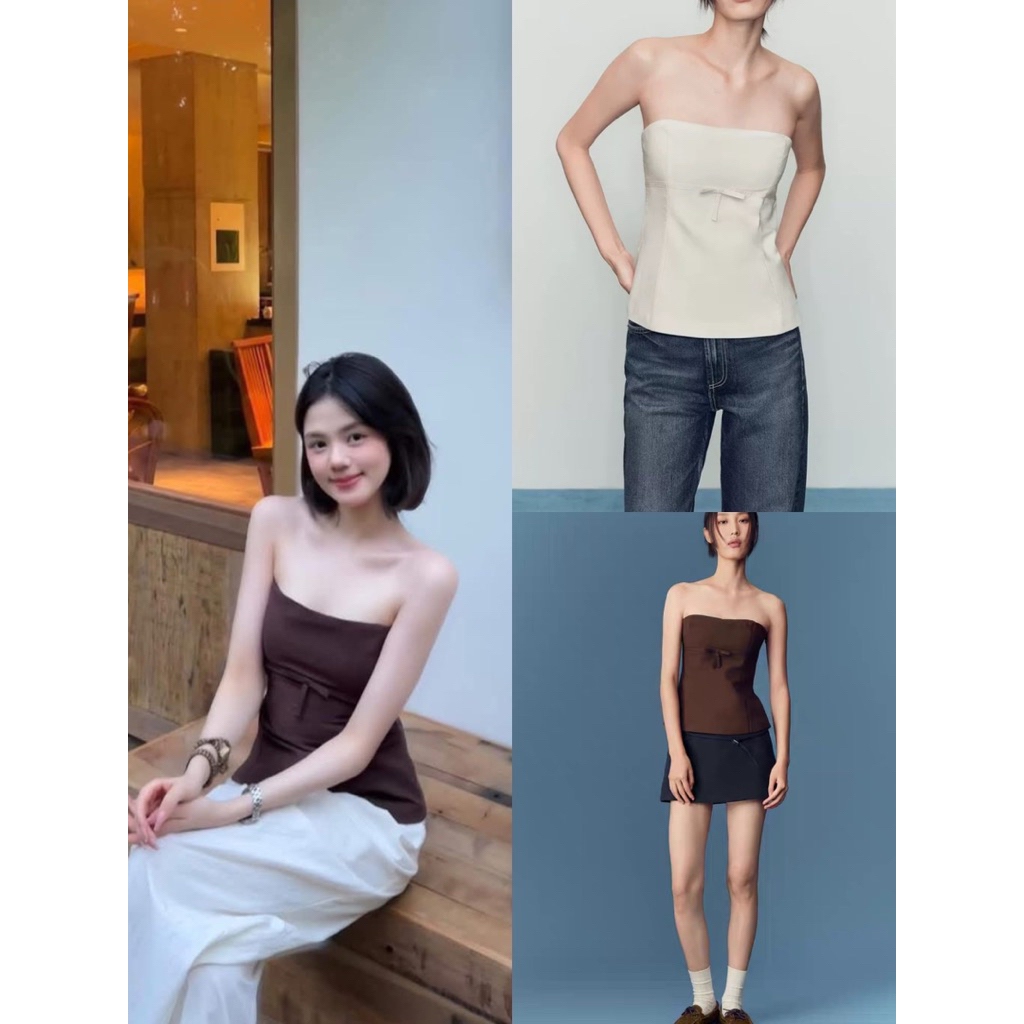 Áo ống phối nơ zara2025 kèm ảnh thật