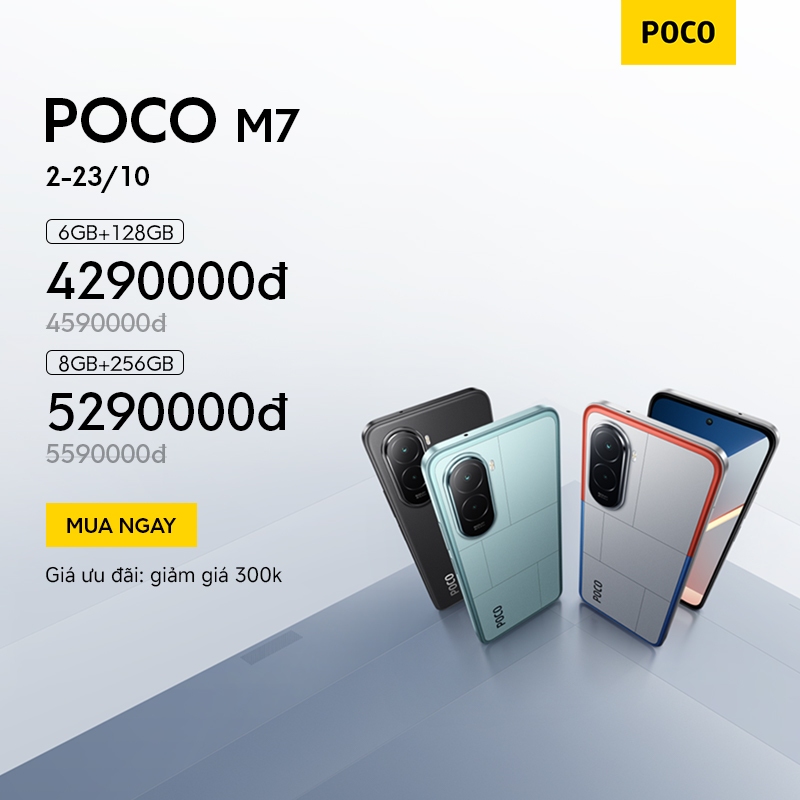[Exclusive] POCO M7 | Pin khủng 7000mAh | Sạc nhanh 33W và sạc ngược 18W | Màn hình 6.9" FHD+ tuyệt hảo | Snapdragon®685 | BigBuy360 - bigbuy360.vn
