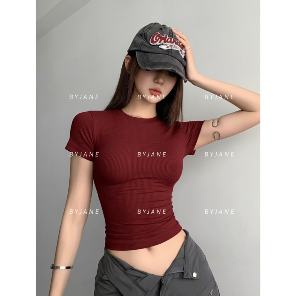 Áo Thun Nữ Thắt Eo Ôm BYJANE cotton Trơn Women (Từ 39kg-62kg)-315 | BigBuy360 - bigbuy360.vn