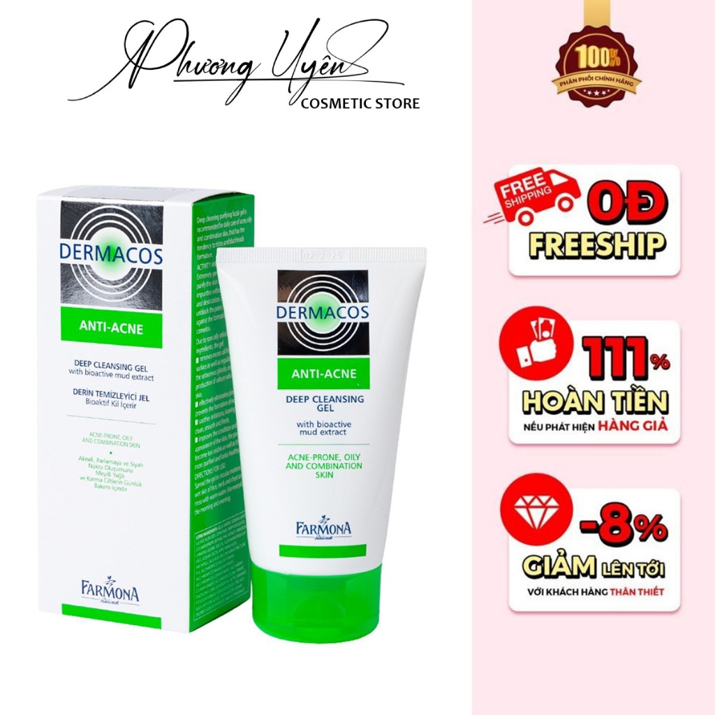 DERMACOS Sữa Rửa Mặt Farmona Dermacos Anti Acne Deep Cleansing Gel 150ml – Sạch Sâu Phục Hồi Da Mụn