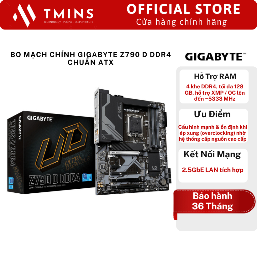 Bo mạch chính Gigabyte Z790 D DDR4 Chuẩn ATX Chính hãng bảo hành 36 tháng