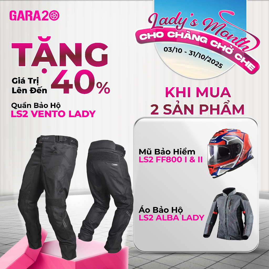 [Mua 2 Tặng 1] Combo Áo Bảo Hộ Nữ LS2 Alba Lady Có Giáp Và Mũ Bảo Hiểm FF800 Storm I& II