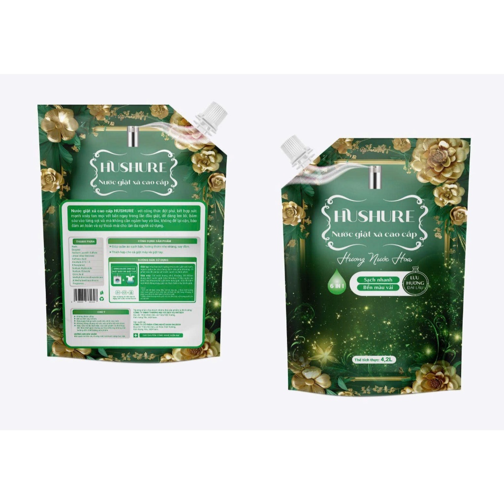 V170_ Nước giặt xả cao cấp hương nước hoa HUSHURE (Túi 4,2L)