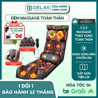 Đệm Massage Toàn Thân Đa Năng DELAX Massage Vai, Cổ, Eo, Lưng, Chân Và Gối Massage Sóng Rung Kèm Chườm Nóng TMS01