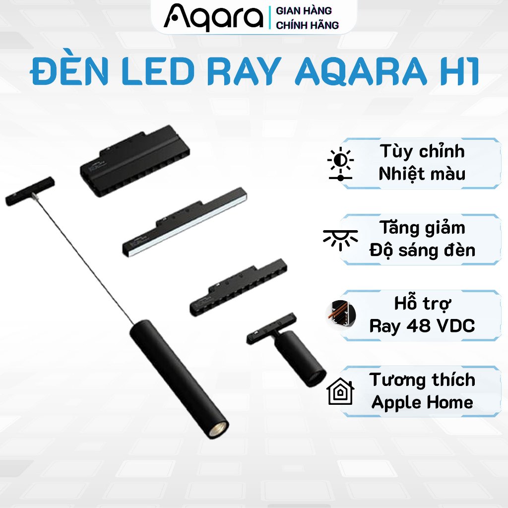 Đèn ray Aqara H1 Pro bản Quốc Tế và cảm biến Aqara P1 - Chuẩn ray 48V DC, Chỉnh nhiệt màu 2700K-6500