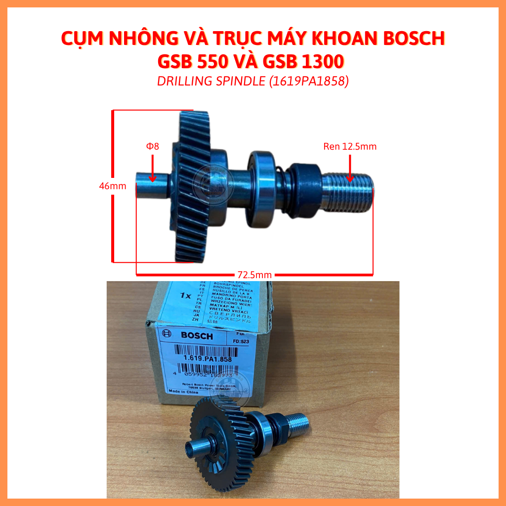 Bộ trục nhông máy khoan BOCSH GSB 550, GSB 1300 (1619PA1858)