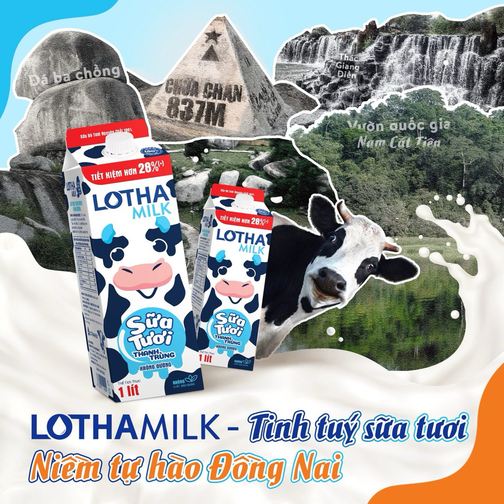  Sữa tươi thanh trùng lothamilk không đường 1Lit 