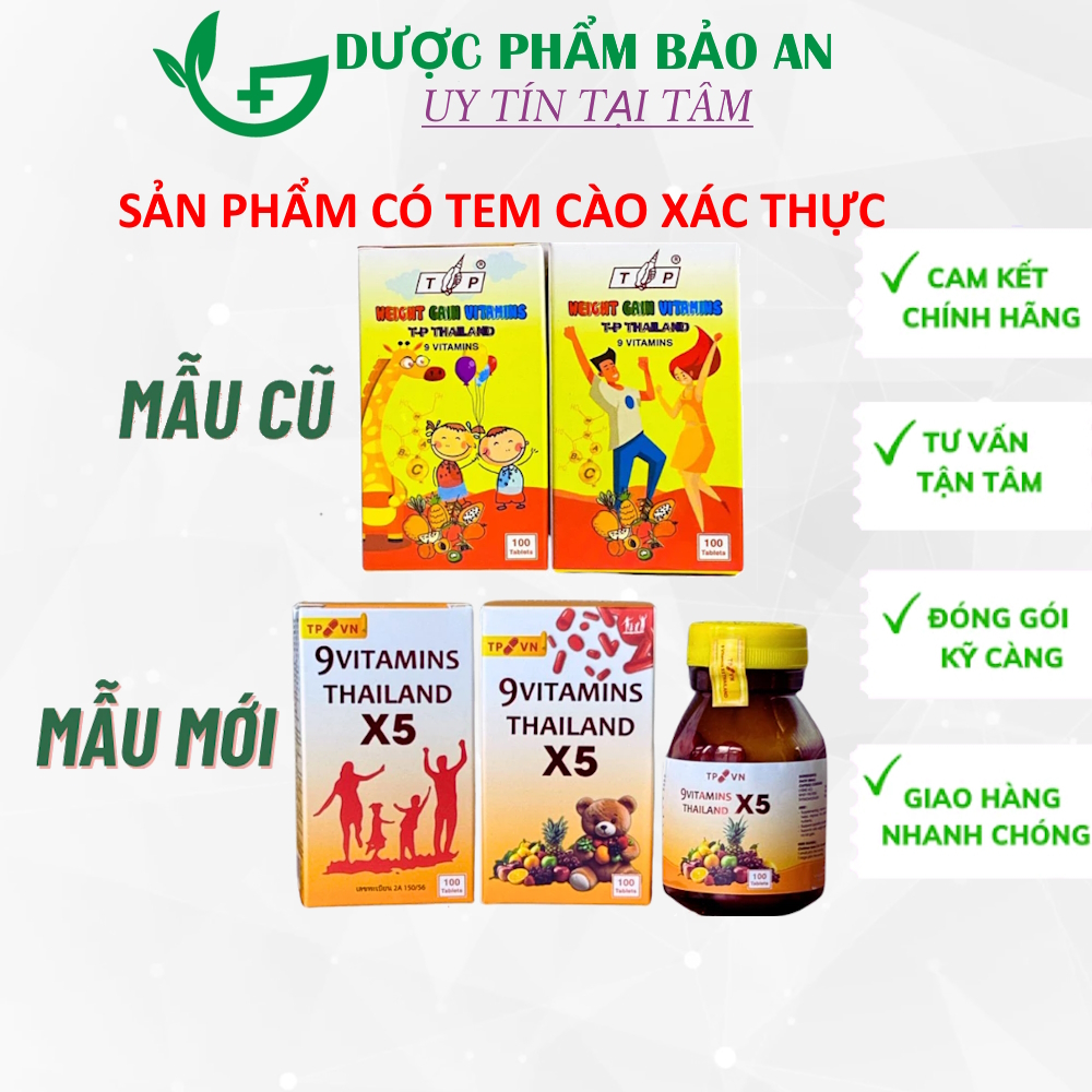 Vitamin Tăng cân TP Thái Lan, 9 Vitamin TP X5 Thái Lan, ăn ngon, tiêu hóa tốt, tăng cân hiệu quả.