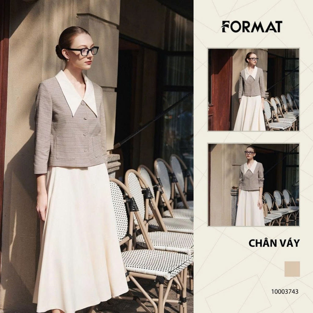 [ONLINE] Chân váy Tuytxi FORMAT 10003743  2 lớp dáng xòe, cạp rời, khóa sau, móc, túi dọc