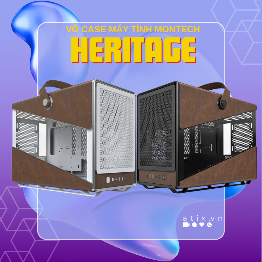 [Giá sỉ] Vỏ máy tính case PC Heritage cổ điển Micro-ATX Mini-ITX 9 fans Montech [BH 24 Tháng]