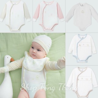  Body chip dài tay La Pomme chất Petit bamboo sơ sinh cài giữa cài chéo thoáng mát mềm mại cho bé trai bé gái 