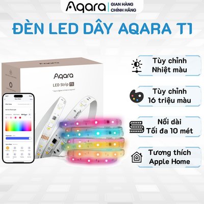 Đèn led dây thông minh Aqara LED Strip T1 đổi 16 triệu màu, Microphone tích hợp trên Driver, Tương thích Apple, Matter