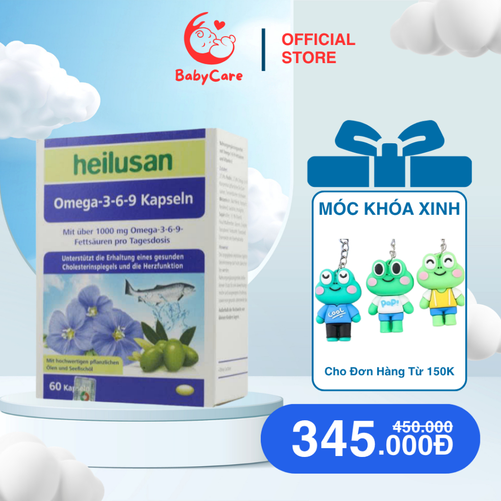 Viên uống Omega 369 Heilusan hỗ trợ giảm mỡ máu, tốt cho tim mạch, não bộ, mắt nhập khẩu Đức 60 viên