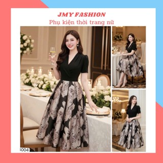  V4004 Váy đen tafta cổ V dáng xòe sang chảnh  Dolce Viva Colection  DVC   váu đầm dự tiệc công sở nữ tính 