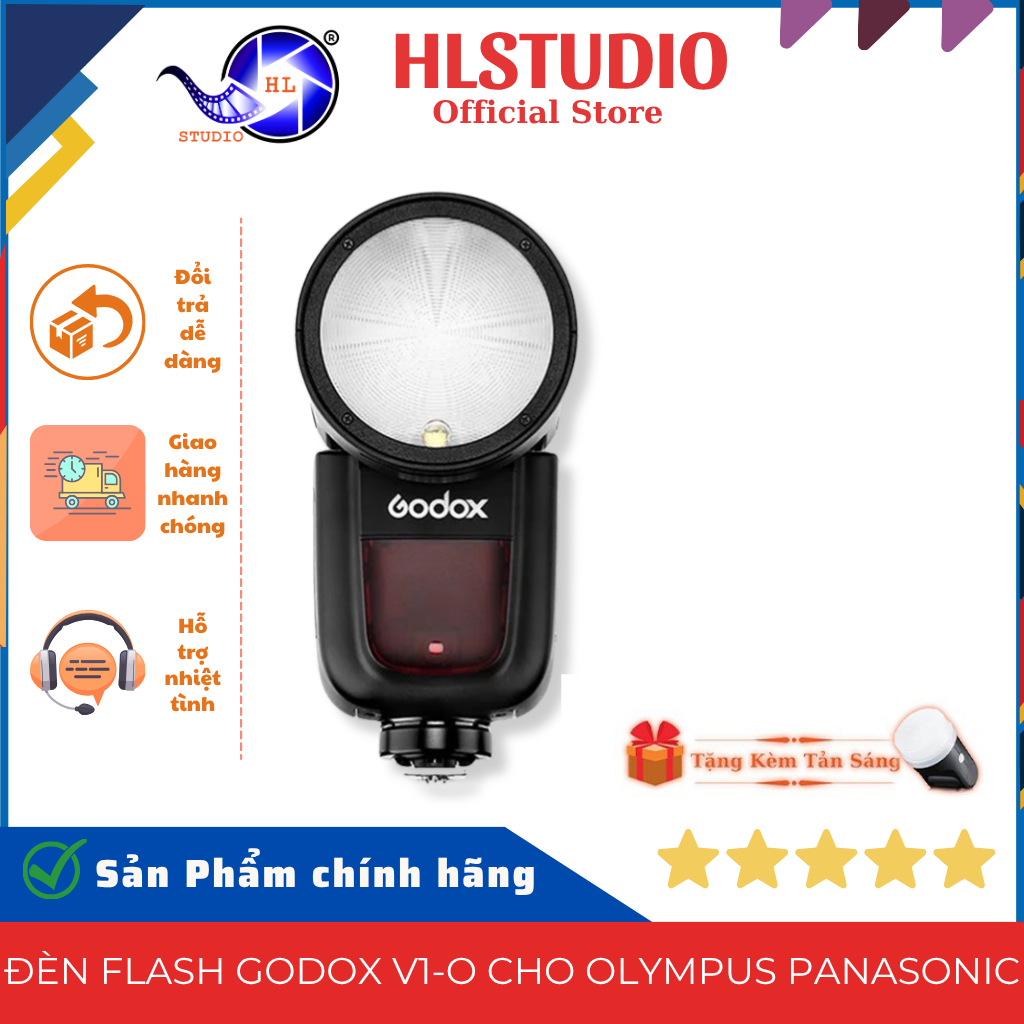 Đèn Flash Godox V1-O Cho Olympus Panasonic - GN92 50Mm - Pin 2600Mah - HSS 1/8000 HL Studio