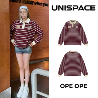  Áo Polo local brand cotton sọc thêu 3d By UniSpace tay dài form rộng unisex oversize nam nữ Ope Ope 