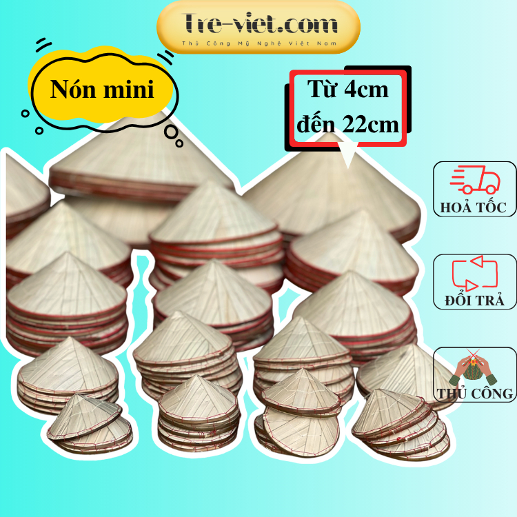 Nón lá mini trang trí phong cách đồng quê -  Nón lá decor đủ kích  thước