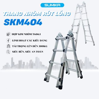 Thang nhôm rút lồng SUMIKA SKM404, chữ A cao nhất 2.0m, chữ I cao nhất 4.0m, tải trọng 300kg