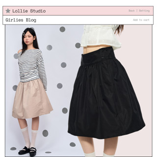 LOLLIE STUDIO - Chân váy midi cúc hoa nổi đi học dáng lửng dành cho nữ MIZU SKIRT TKC65