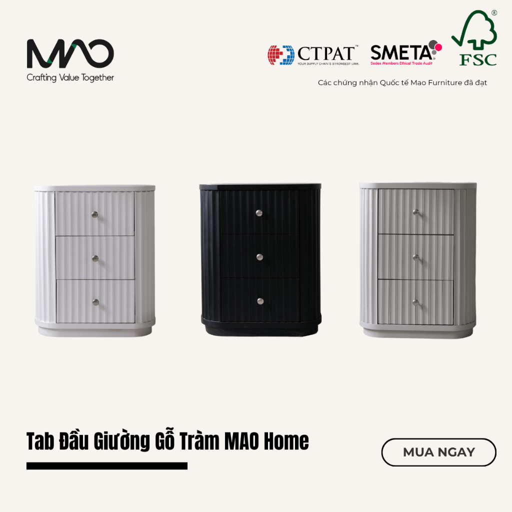Tab Đầu Giường/ Tủ Đầu Giường Gỗ Tràm MAO Home