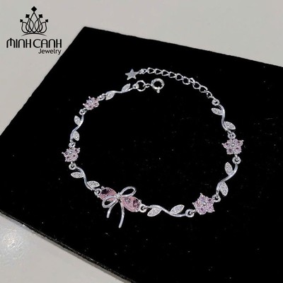 Lắc Tay Bạc Nữ Nơ Mix Hoa - Minh Canh Jewelry