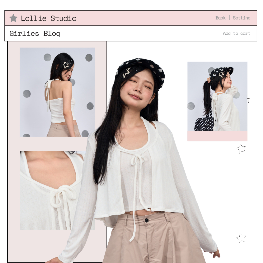 LOLLIE STUDIO - Set áo thun buộc nơ kèm áo yếm chất liệu thun thông hơi hình tim Ayumi Set TKP238