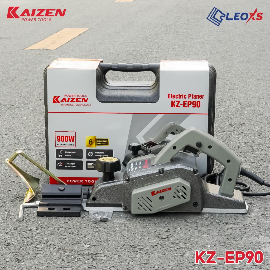 Máy bào gỗ cầm tay Kaizen EP90 công suất 900W thân hợp kim nhôm, hộp valy mủ, tạo rãnh sâu 2 ly
