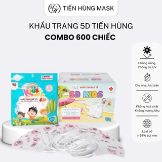  Thùng 600 Chiếc Khẩu Trang 5D Trẻ Em Chính Hãng - Dành Cho Bé Dưới 7 Tuổi Chống Bụi Và Kháng Khuẩn 