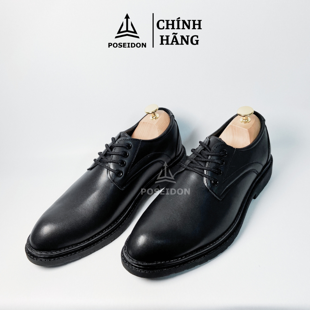 Giày Tây Nam công sở POSEIDON đế cao su 2 tầng có may đế Giày Tây nam oxford & derby mũi nhọn