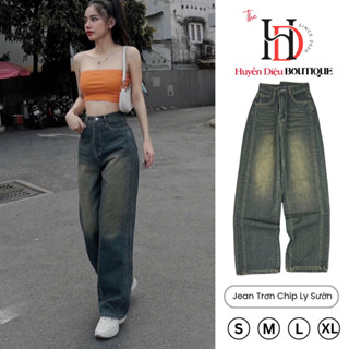 Quần Jean Nữ Ống Suông Sọc Sườn Cạp Cao Ôm Eo Hack Dáng Che Khuyết Điểm Thời Trang - HD Boutique