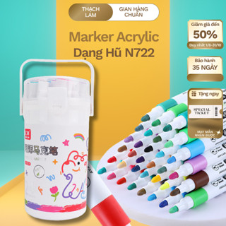  Set 12-48 Bút Màu Acrylic Marker N7112Đầu Nhọn Chống Nước Không Nhòe Vẽ Đa Chất Liệu Giấy Vải Gỗ 